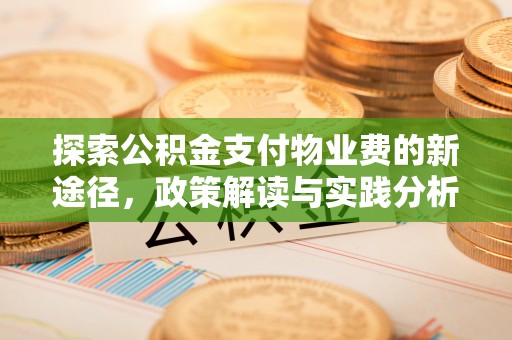 武定探索公积金支付物业费的新途径，政策解读与实践分析