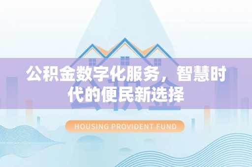 黔南公积金数字化服务，智慧时代的便民新选择